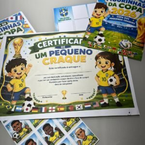 Kit Copa dos Pequenos Craques — Álbum de Figurinhas, Nossa Seleção , e atividades pedagógicas ,Certificado Copa 2026