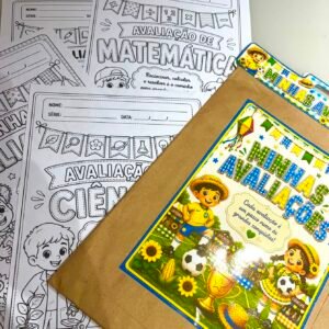 Kit Capas de Avaliações + Alça para Envelope — Tema Festa Junina no Ritmo da Copa