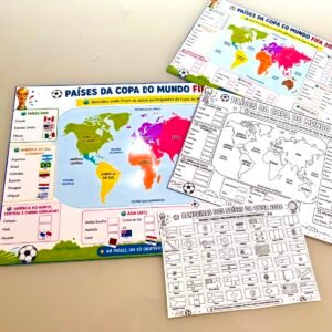 Países da Copa do Mundo FIFA 2026 — Mapa Interativo com 48 Bandeiras para Recorte e Colorir